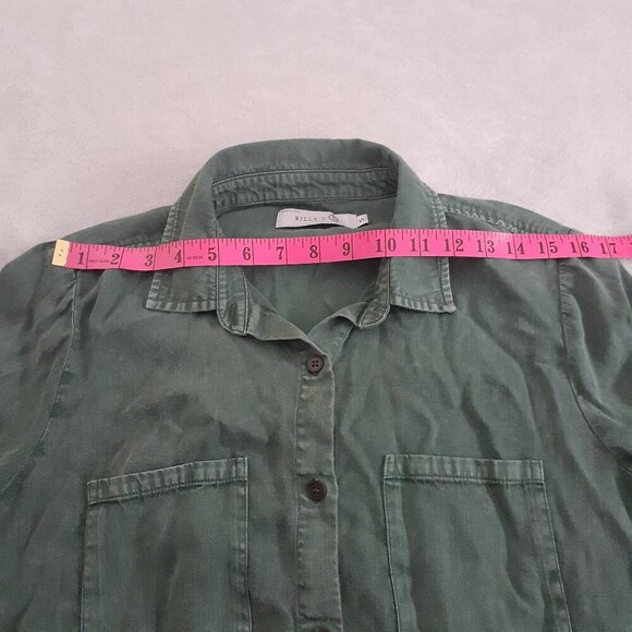 Billy T Women's Size S Pine Green City 2-way Collared Button Up Lyocell Dress - Picture 7 of 10